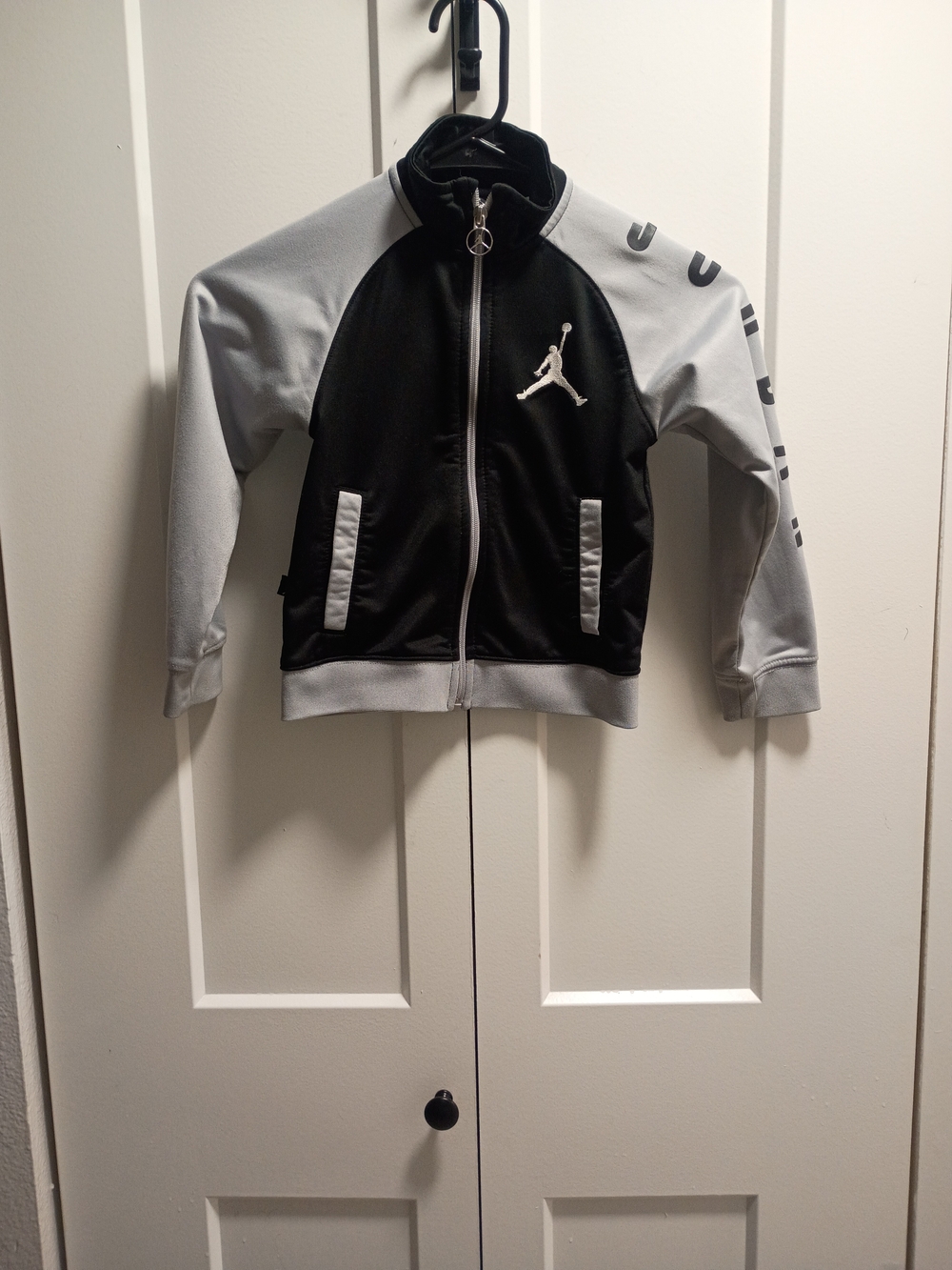 Jordan Black and Gray Kids Track Jacket with White Jumpman
